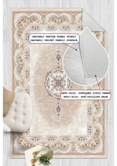 Modern Makinede Yıkanabilir Kaydırmaz Leke Tutmaz Salon Halı Oturma Odası Halı Mutfak Halı Ve Yolluk Bej