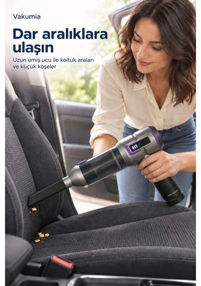 Md-a8 Vakumia Kablosuz El Süpürgesi 100w, 3 Kademeli, 200 Ml - Siyah-beyaz Gri