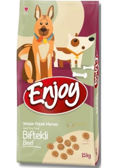 Enjoy Biftekli Yetişkin Köpek Maması 15 Kg - Güçlü Kaslar, Parlak Tüyler, Dengeli Beslenme