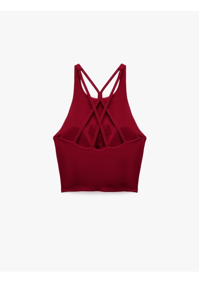 Koton Çapraz Askılı Sırt Detaylı Kaplı Sporcu Sütyeni Bordo 6sak30108nk Bordo