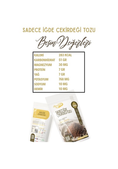 250 Gr. Sadece Iğde Çekirdeği Tozu Unu İğde Çekirdeğinden Öğütülmüştür % 100 Doğal