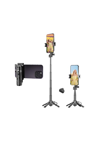 Juo Jst20 Kumandalı Mini Tripod Monopod Selfie Çubuğu Android Apple iPhone Uyumlu Siyah