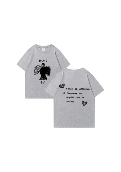 Flood Of Style Rapçi Milo J T Shirt 111 Albümü Merch Baskı T-shirt Erkekler Kadınlar Saf Moda Kalça Hopt-shi Gri