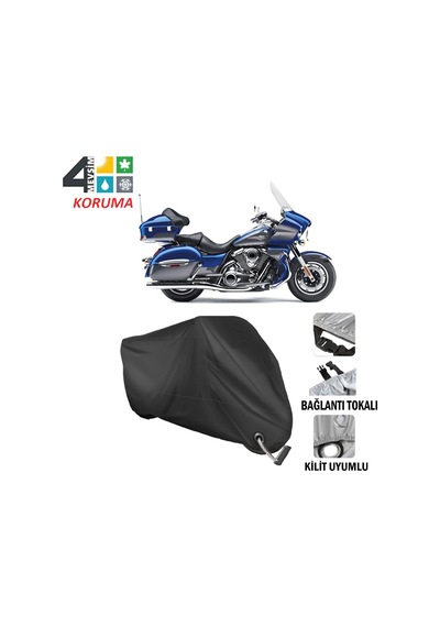 Kawasaki Vn 1700 Voyager Motosiklet Brandası ( Kilit Uyumlu - Siy