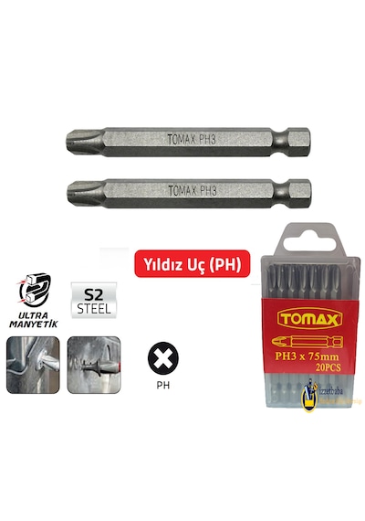 Tomax Ph3 X 75 Mm Bits Uç 20 Adet