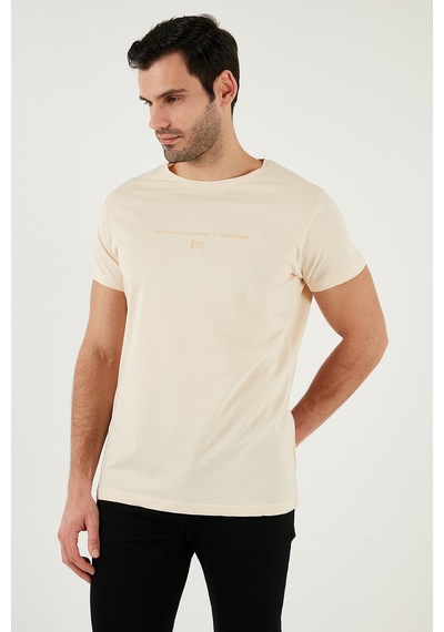 Buratti Pamuklu Slim Fit Bisiklet Yaka Erkek T Shirt 541Tactical Bej