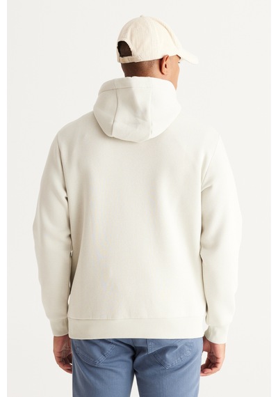 AC&Co / Altınyıldız Classics Erkek Bej Standart Fit Normal Kesim Kapüşonlu Kanguru Cepli Pamuklu Sweatshirt Bej