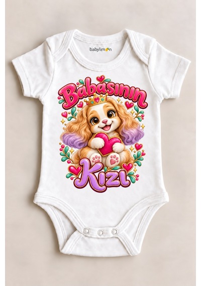Babylimon Babasının Kızı Beyaz Kısa Kollu Çıtçıtlı Bebek Zıbını Beyaz - 930083729 Beyaz