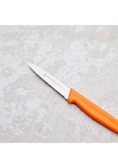 Aryıldız Solo Tırtıklı Sebze Bıçağı Turuncu 10 Cm Renkli