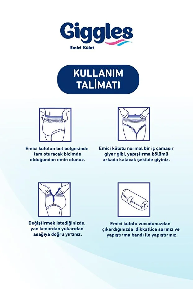 Giggles Yetişkin Emici Külot Bez Small Bel Ölçüsü 50-90cm Islaklık Göstergeli 30'lu 3 Paket 90 Adet S