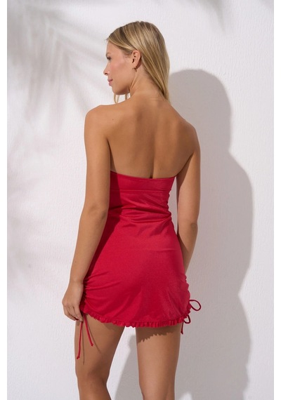 Pierre Cardin Kadın Soft Straplez Kırmızı Elbise Mayo C0t3n1o142 Kırmızı