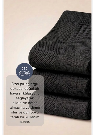 Socketta Kadın Bambu Dikişsiz 6'lı Esnek Patik Çorap Premium Siyah