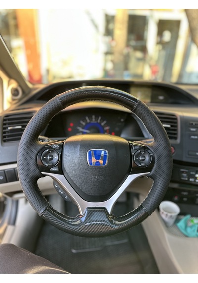 Honda Civic Fb7 Araca Özel Dikmeli Direksiyon Kılıfı Kristal Kar Siyah