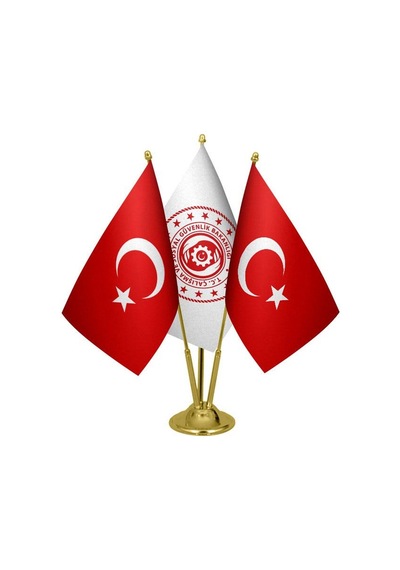 Masa Üstü Çalışma Bakanlığı Bayrağı Türk Bayrağı Üçlü Pirinç Dire