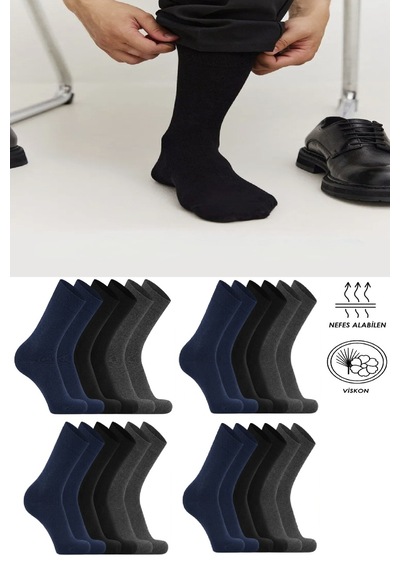 Ozzy Socks 12 Çift Erkek Viskon Dikişsiz Soket Çorap 4 Mevsim Rahat Terletmeyen Yumuşak Set Çok Renkli