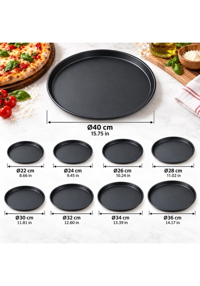 Fida Pizza Tavası Teflonlu Düz Profesyonel 22 Cm