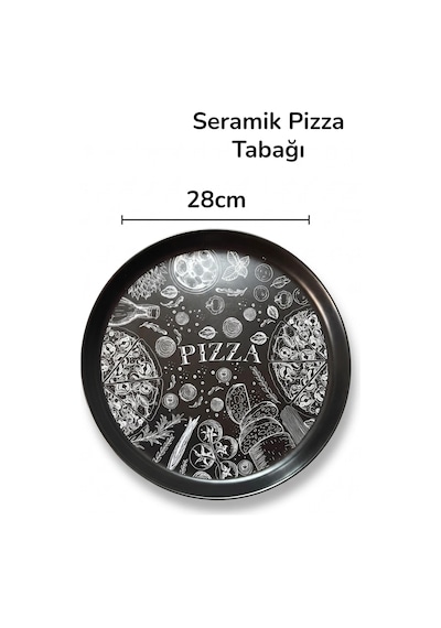 Seramik Pizza Tabağı 28cm Servis Tabak Siyah 1 Adet Diğer