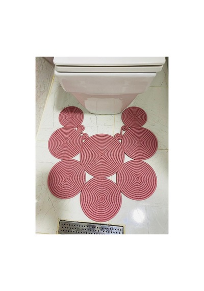 Jüt, Hasır, Paspas, Banyo Paspası, Klozet Önü Paspası, Klozet Paspas, Çift Taraflı Pembe Pembe
