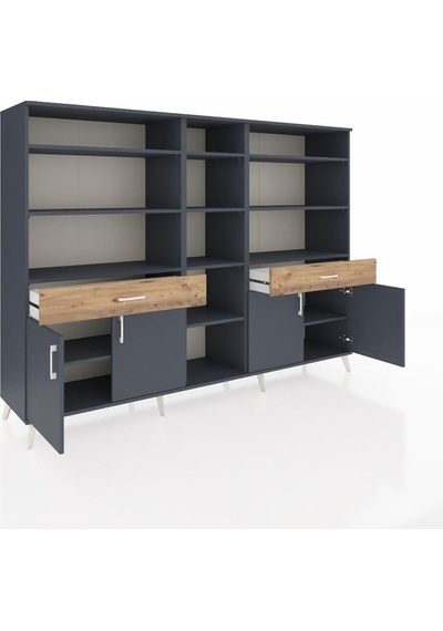 Hyperion Dolap 12 Raflı 2 Çekmeceli 4 Kapaklı 220x44x163 Antrasit Antrasit-antrasit/çam Hyperion Dolap 12 Raflı 2 Çekmeceli 4 Kapaklı 220x44x163 Antrasit Antrasit-antrasit/çam