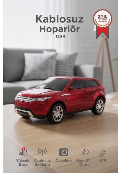 Delux Serisi Bluetooth Hoparlör Suv Araba Tasarımlı D88 Kırmızı 16w Cihaz Bireysel Farklı