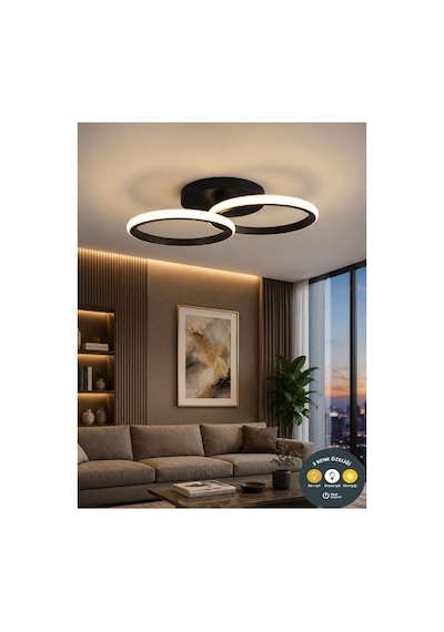 3 Renk Daire Hol Plafonyer Avize Siyah Modern Tavan Aydınlatması Salon, Mutfak, Antre & Çocuk Odası