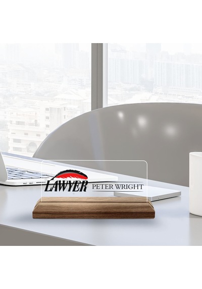 Bk Gift Kişiye Özel İsimli Avukat Temalı Ahşap Tabanlı Akrilik Masa İsimliği-7, Ofis Dekoru, Mesleki Hediye, Ofis Hediyeleri Kobitmeyen137876 Bk Gift