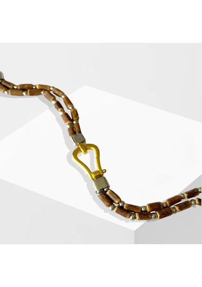 Doğal Taşlı Gold Sılver Çelik Erkek Bileklik Siyah