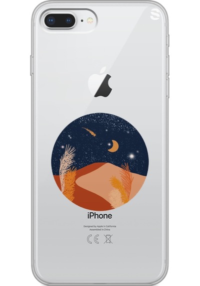 Apple Uyumlu iPhone 7 Plus - 8 Plus Uyumlu Midnight Tasarımlı Süper Şeffaf Telefon Kılıfı