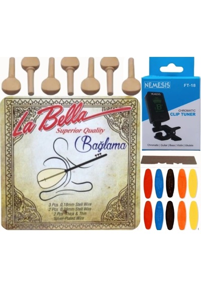 La Bella 0.18 Kısa Sap Bağlama Teli 5'Li Ekonomik Set