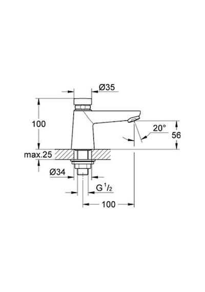 Grohe Zaman Ayarlı Lavabo  Batarya Euroeco Cosmopolitan 36265000