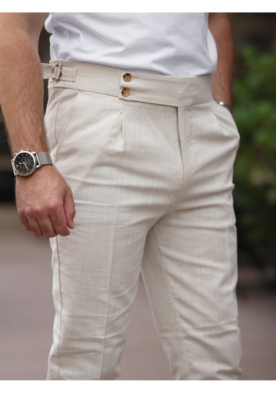 Keten Old Money Pantolon Krem
