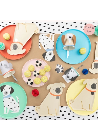 Meri Meri - Pug Plates - Yavru Köpek Tabaklar - 8'li