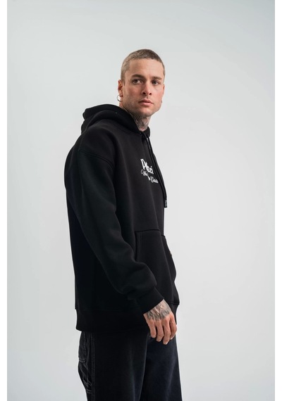 Polızeı Premium Kalite Kapşonlu Dijital Patchli Sweatshirt - Siyah