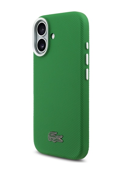 Apple iPhone 17 Kılıf Lacoste Lisanslı M-safe Uyumlu Pvc Pike Desenli İkonik Timsah Logolu Kapak Yeşil