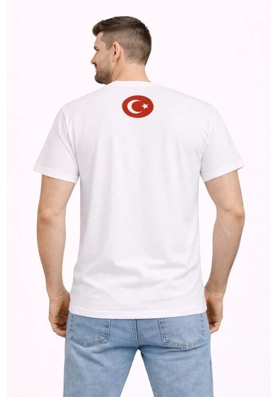 Erkek Türkiye Baskılı Tişört Ay Yıldız 2026 Dünya Kupası Taraftar Forma T-shirt - Beyaz