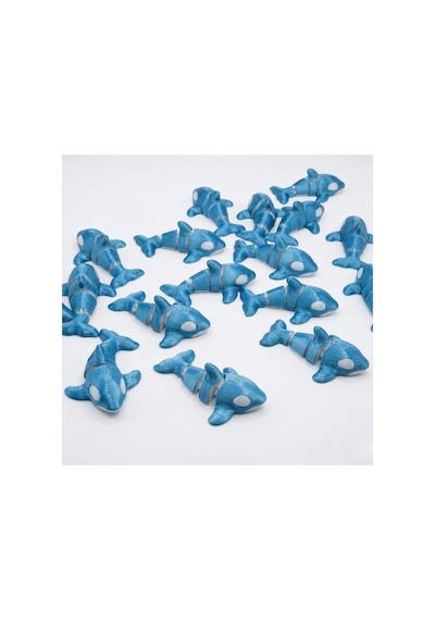 3d Baskılı Hareketli Orca Balinası Anahtarlık Ve Stres Oyuncağı Mavi - Beyaz