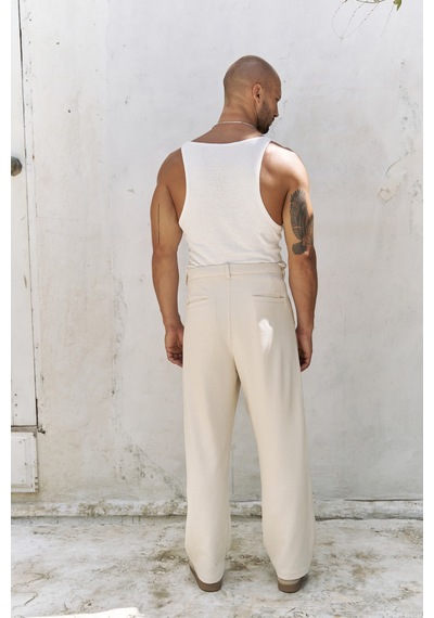 Mai Collection Mai Studios Co. Ayyubay Naturel Pileli Erkek Pantolon Natürel