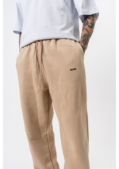 Erkek Respire Yazı Detaylı Basic Baggy Eşofman Altı Bej