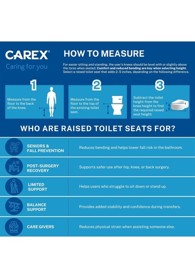 Carex Uzatılmış Menteşeli Klozet Kapağı Yükselticisi, Tuvalete 8 Cm Yükseklik Ekler, 136 Kg Ağırlık Kapasites Diğer