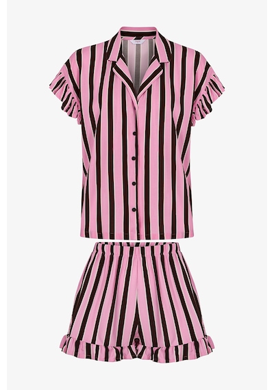 Penti Kahverengi Lily Çizgili Gömlek Şortlu Pijama Takımı