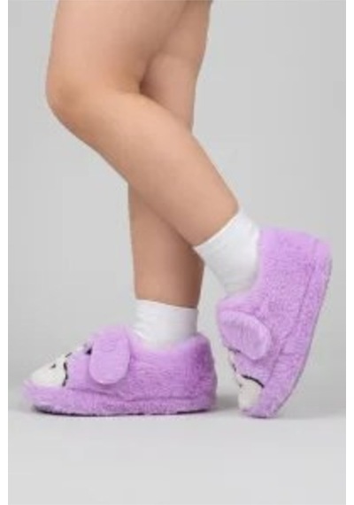 Modafocus Çocuk Köpekli Peluş Panduf - Mor Mor