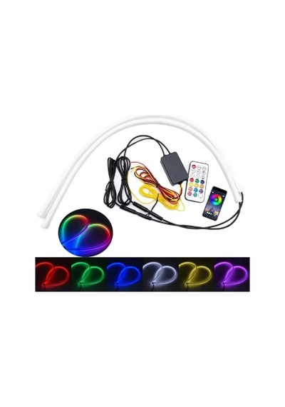 Rgb Araç Led Gündüz Farları Uzaktan Kumanda 12v Esnek Otomatik Far Şeritleri Drl