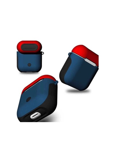 Apple AirPods Uyumlu Kılıf Zore Shockproof Silikon Mavi-kırmızı