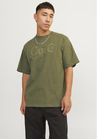 Jack & Jones Erkek Logo Baskili Bisiklet Yaka Tisört - Austin 12256401 Cypress Yeşil