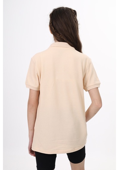 Toontoy Kids Toontoy Unisex Polo Yaka Düğmeli Uzun Kısa Tişört Bej