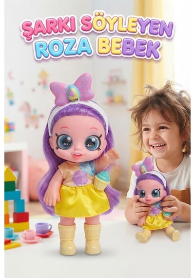 Roza Bebek Şarkı Söyleyen, Kıkırdayan İnteraktif 26 Cm Oyun Arkadaşı