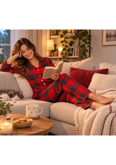 Pijama Denizi Pijama Partisi Kırmızı Ekose Desenli Düğmeli Polar Pijama Takımı Yılbaşı Konseptli Yumuşacık Ev Şıklığı Pijama Denizi Pijama Partisi Kırmızı Ekose Desenli Düğmeli Polar Pijama Takımı Yılbaşı Konseptli Yumuşacık Ev Şıklığı
