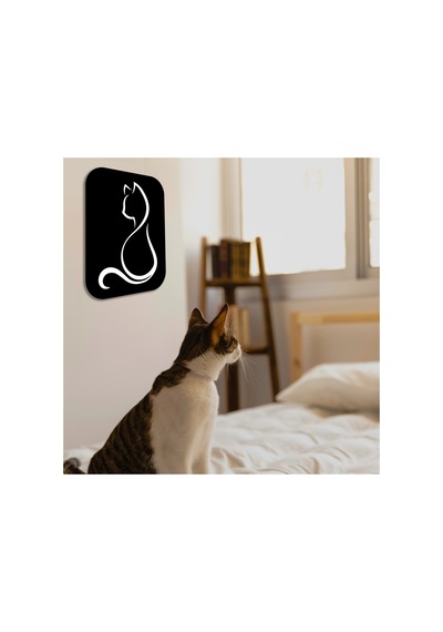 Led Işıklı Kişiselleştirilebilir Kedi Temalı Tablo Gayne Dekoratif Gece Lambası Sarı - 737293250 Sarı