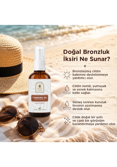 Tanning Oil Havuç Yağı & Kakao Yağı Özlü Doğal Bronzluk İksiri 50 Ml %100 Saf