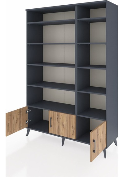 Hyperion Dolap 10 Raflı 3 Kapaklı 132x44x195 Antrasit-çam/ant... Antrasit